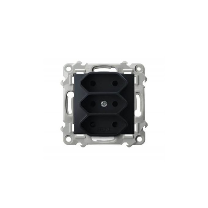 Gniazdo potrójne EURO Czarny metalik Ospel Szafir - GP-3Z/m/33