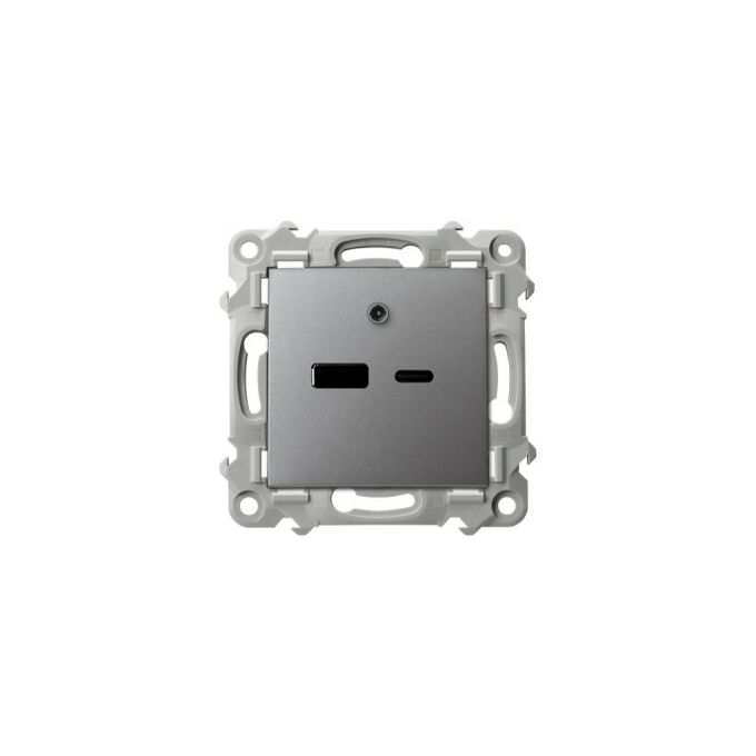 Ładowarka podwójna USB typu A+C 2.1A Szary mat Ospel Szafir - GPUSB-2Z/m/70