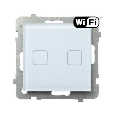Łącznik dotykowy podwójny, świecznikowy Wi-Fi Białe Szkło Sonata Touch - ŁPDT-2RS/m/31