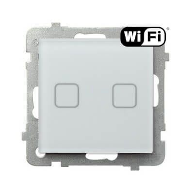 Łącznik dotykowy podwójny, świecznikowy Wi-Fi Białe Szkło Szronione Sonata Touch - ŁPDT-2RS/m/78