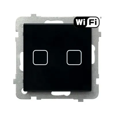 Łącznik dotykowy podwójny, świecznikowy Wi-Fi Czarne Szkło Sonata Touch - ŁPDT-2RS/m/32