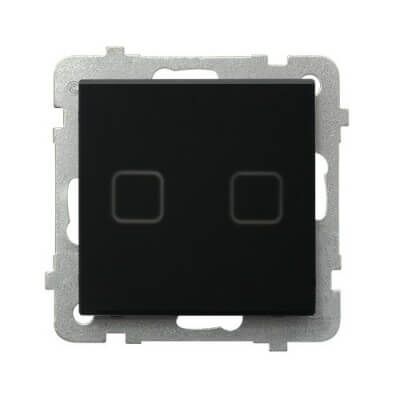 Łącznik dotykowy podwójny, świecznikowy Wi-Fi Czarne Szkło Szronione Sonata Touch - ŁPDT-2RS/m/79