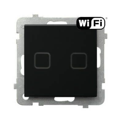 Łącznik dotykowy podwójny, świecznikowy Wi-Fi Czarne Szkło Szronione Sonata Touch - ŁPDT-2RS/m/79