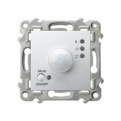 Elektroniczny czujnik ruchu Ospel Biały Szafir ŁP-16Z/m/00 z pokrętłem regulacji i przyciskiem ON/OFF.