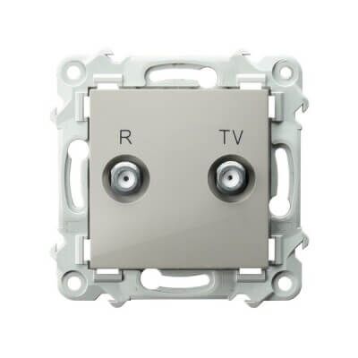 Gniazdo RTV przelotowe 16dB Kaszmirowy beż Ospel Szafir - GPA-16ZP/m/83