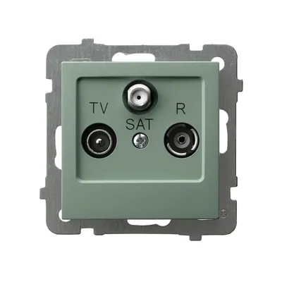 Gniazdo antenowe RTV-SAT przelotowe Ospel Zielony mat As - z wejściami TV, SAT i R