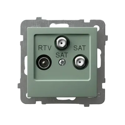 Gniazdo antenowe RTV-SAT z dwoma wyjściami SAT, seria As, kolor zielony matowy, producent Ospel.