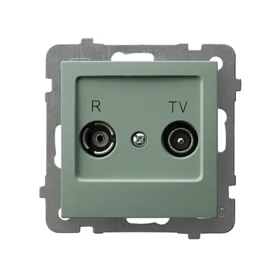 Gniazdo antenowe RTV przelotowe Ospel GPA-16GP/m/84 w kolorze zielony mat, z dwoma wejściami R i TV.
