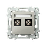 Gniazdo antenowe typu F podwójne Kaszmirowy beż Ospel Szafir - GPA-2ZF/m/83