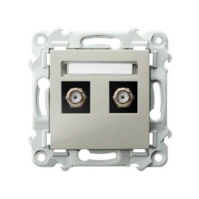 Gniazdo antenowe typu F podwójne Kaszmirowy beż Ospel Szafir - GPA-2ZF/m/83