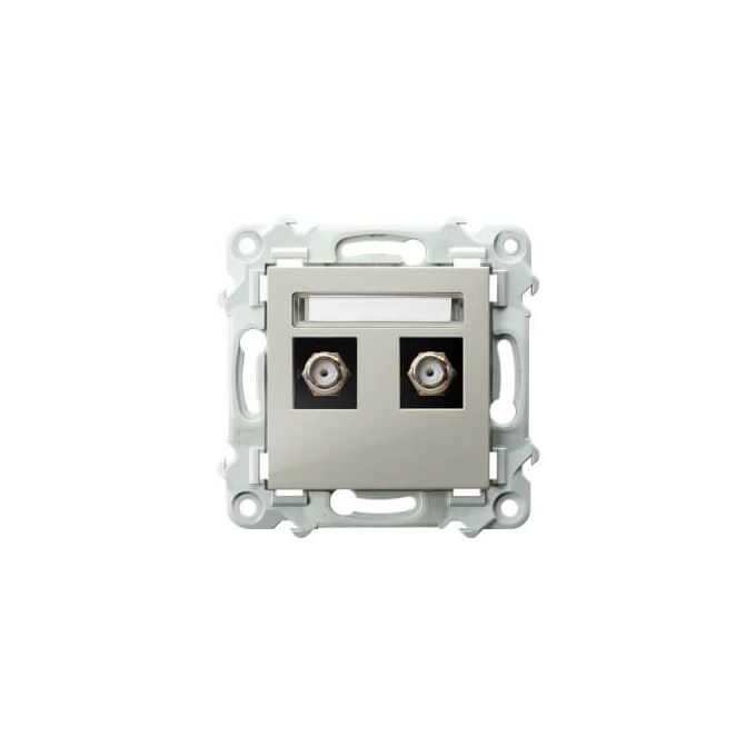 Gniazdo antenowe typu F podwójne Kaszmirowy beż Ospel Szafir - GPA-2ZF/m/83