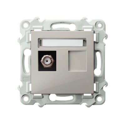 Gniazdo antenowe typu F pojedyncze Kaszmirowy beż Ospel Szafir - GPA-1ZF/m/83