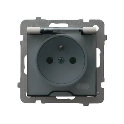 Gniazdo bryzgoszczelne IP-44 Kaszmir, klapka dymna - GPH-1GZ/m/82/d As