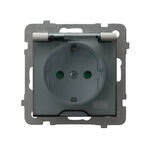 Gniazdo bryzgoszczelne z uziemieniem Schuko i przesłonami IP-44 Kaszmir, klapka dymna - GPH-1GSP/m/82/d As