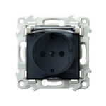 Gniazdo bryzgoszczelne z uziemieniem Schuko i przesłonami IP-44 Kaszmirowy beż, klapka dymna Ospel Szafir - GPH-1ZSP/m/83/d