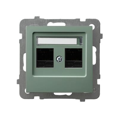 Gniazdo komputerowe podwójne 2xRJ45 kat. 5e, MMC Zielony mat - GPK-2G/K/m/84 As