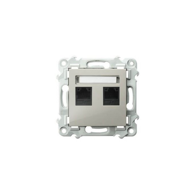 Gniazdo komputerowe podwójne, kat. 5e, MMC Kaszmirowy beż Ospel Szafir - GPK-2Z/K/m/83