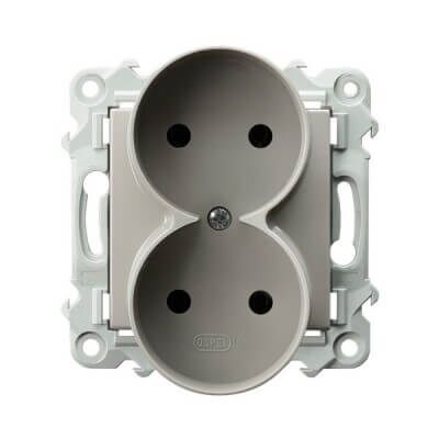 Gniazdo podwójne bez uziemienia Kaszmirowy beż Ospel Szafir - GP-2ZR/m/83