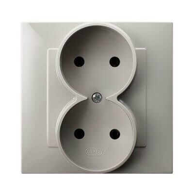 Gniazdo podwójne bez uziemienia kompletne Kaszmirowy beż Ospel Szafir - GP-2Z/83