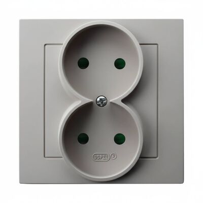 Gniazdo podwójne bez uziemienia z przesłonami kompletne Kaszmir - GP-2GP/82 As