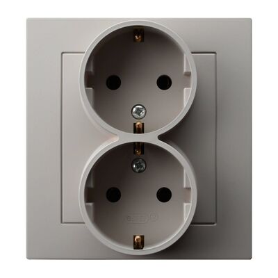 Gniazdo podwójne z uziemieniem Schuko kompletne Kaszmir - GP-2GS/82 As