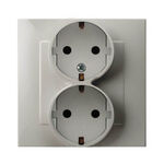 Gniazdo podwójne z uziemieniem Schuko kompletne Kaszmirowy beż Ospel Szafir - GP-2ZS/83