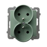 Gniazdo podwójne z uziemieniem Zielony mat - GP-2GRZ/m/84 As