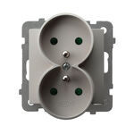 Gniazdo podwójne z uziemieniem i przesłonami Kaszmir - GP-2GRZP/m/82 As