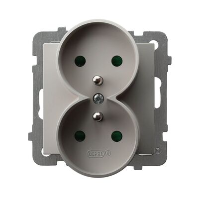 Gniazdo podwójne z uziemieniem i przesłonami Kaszmir - GP-2GRZP/m/82 As