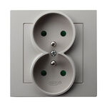 Gniazdo podwójne z uziemieniem i przesłonami kompletne Kaszmir - GP-2GZP/82 As