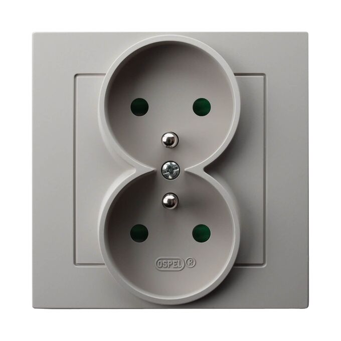 Gniazdo podwójne z uziemieniem i przesłonami kompletne Kaszmir - GP-2GZP/82 As