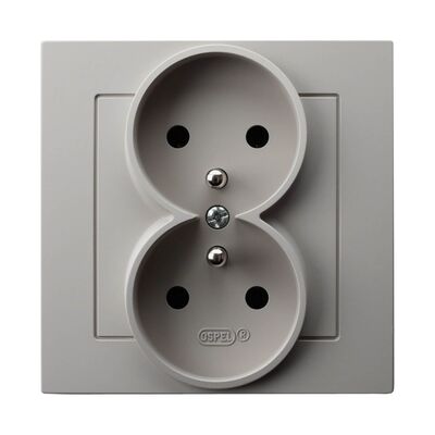 Gniazdo podwójne z uziemieniem kompletne Kaszmir - GP-2GZ/82 As