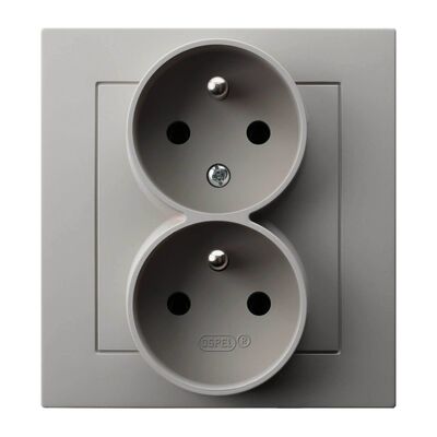 Gniazdo podwójne z uziemieniem z funkcją niezamienności faz kompletne Kaszmir - GP-2GC/82 As