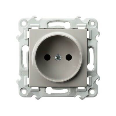 Gniazdo pojedyncze bez uziemienia Kaszmirowy beż Ospel Szafir - GP-1Z/m/83