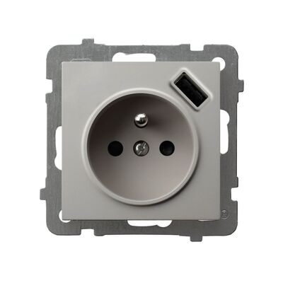 Gniazdo pojedyncze z ładowarką USB typu A 2.1A Kaszmir - GP-1GZPUSB/m/82 As