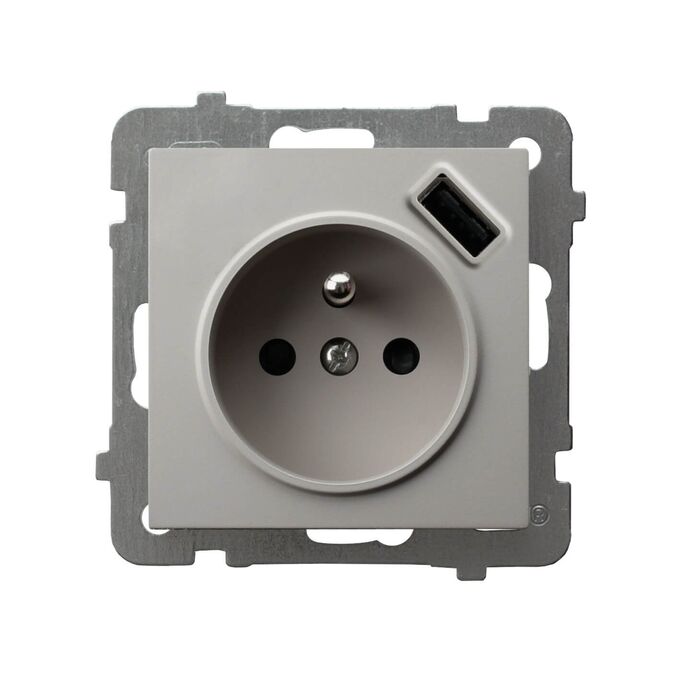 Gniazdo pojedyncze z ładowarką USB typu A 2.1A Kaszmir - GP-1GZPUSB/m/82 As