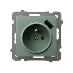 Gniazdo pojedyncze z ładowarką USB typu A 2.1A Zielony mat - GP-1GZPUSB/m/84 As