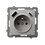 Gniazdo pojedyncze z ładowarką USB typu A+C Kaszmir - GP-1GZPUSBAC/m/82 As