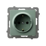 Gniazdo pojedyncze z uziemieniem Schuko Zielony mat - GP-1GS/m/84 As