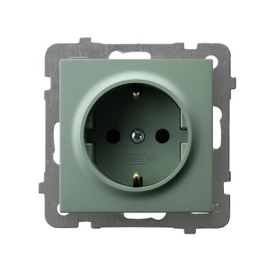 Gniazdo pojedyncze z uziemieniem Schuko Zielony mat - GP-1GS/m/84 As