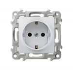 Gniazdo pojedyncze z uziemieniem Schuko i przesłonami Biały Ospel Szafir - GP-1ZSP/m/00