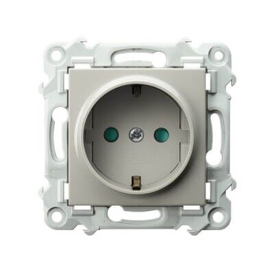 Gniazdo pojedyncze z uziemieniem Schuko i przesłonami Kaszmirowy beż Ospel Szafir - GP-1ZSP/m/83