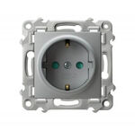 Gniazdo pojedyncze z uziemieniem Schuko i przesłonami Srebrny Ospel Szafir - GP-1ZSP/m/18