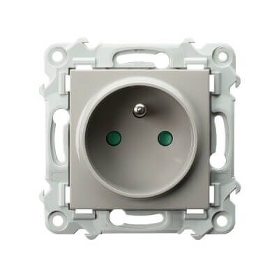 Gniazdo pojedyncze z uziemieniem i przesłonami Kaszmirowy beż Ospel Szafir - GP-1ZZP/m/83