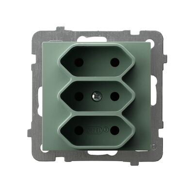 Gniazdo potrójne EURO Zielony mat - GP-3G/m/84 As