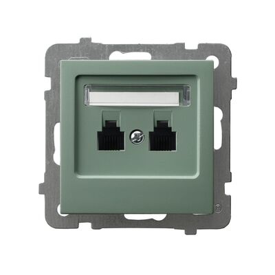 Gniazdo telefoniczne podwójne równoległe Zielony mat - GPT-2GR/m/84 As