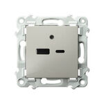 Ładowarka podwójna USB typu A+C 2.1A Kaszmirowy beż Ospel Szafir - GPUSB-2Z/m/83