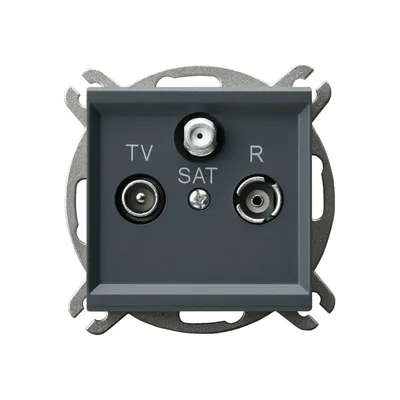 Gniazdo antenowe RTV-SAT końcowe Ospel Sonata, kolor szary grafit, z wejściami TV, SAT i R.