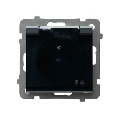 Gniazdo bryzgoszczelne IP-44 Szary grafit, klapka dymna - GPH-1RZ/m/73/d Sonata