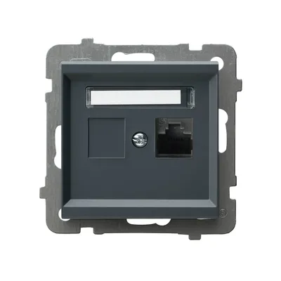 Gniazdo komputerowe pojedyncze RJ45, kat. 5e, szary grafit, seria Sonata Ospel GPK-1R/K/m/73